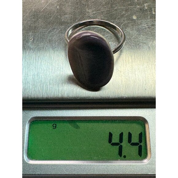 Estate Sterling Silver 925 Ring w/ Large Banded Agate Stone, Size 8, 4.4g - Picture 9 of 9